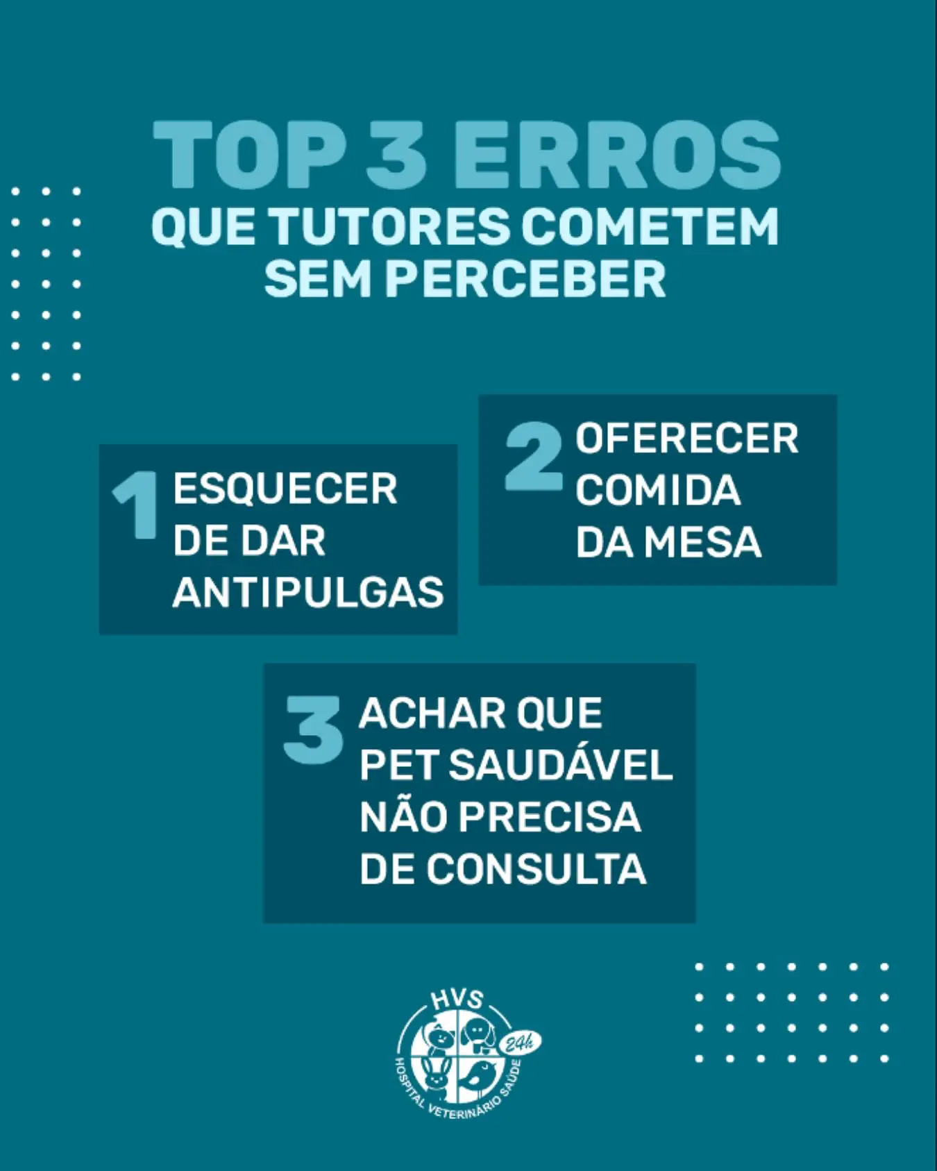 A gente sabe que tudo é por amor…
Mas alguns hábitos comuns podem prejudicar a saúde do seu pet.
⚠️ Prevenção é sempre o melhor cuidado!
Se identificou com algum desses? Calma! Estamos aqui pra ajudar.
Salva esse post pra lembrar de cuidar direitinho do seu bichinho!