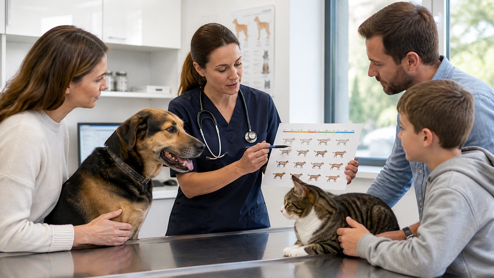 Veterinária apresenta escala de condição corporal a tutores de cão e gato.