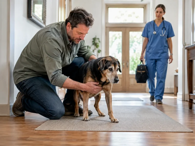 Tutora organizando transporte seguro para cão que precisa de avaliação veterinária.