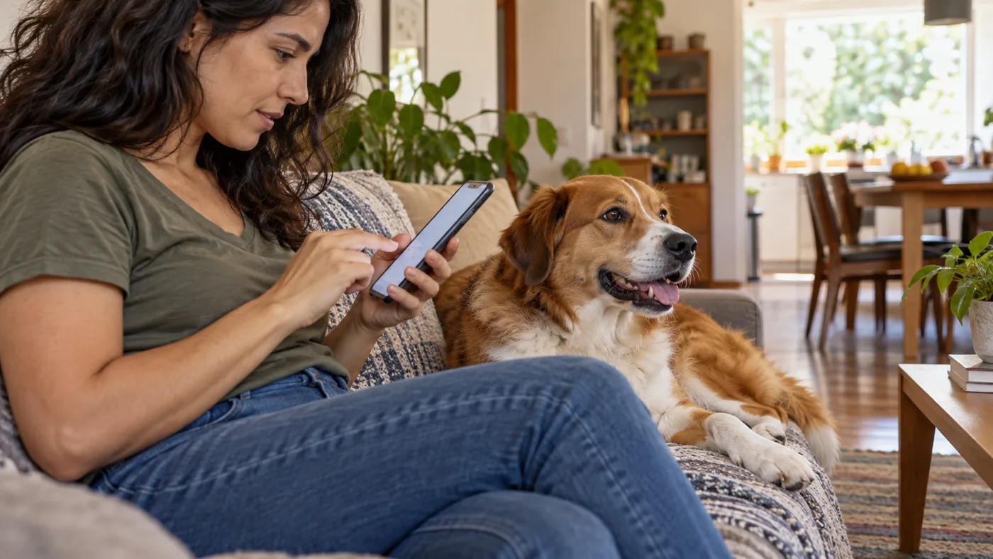 Tutor anotando episódios de espirro do cachorro para relatar na consulta.