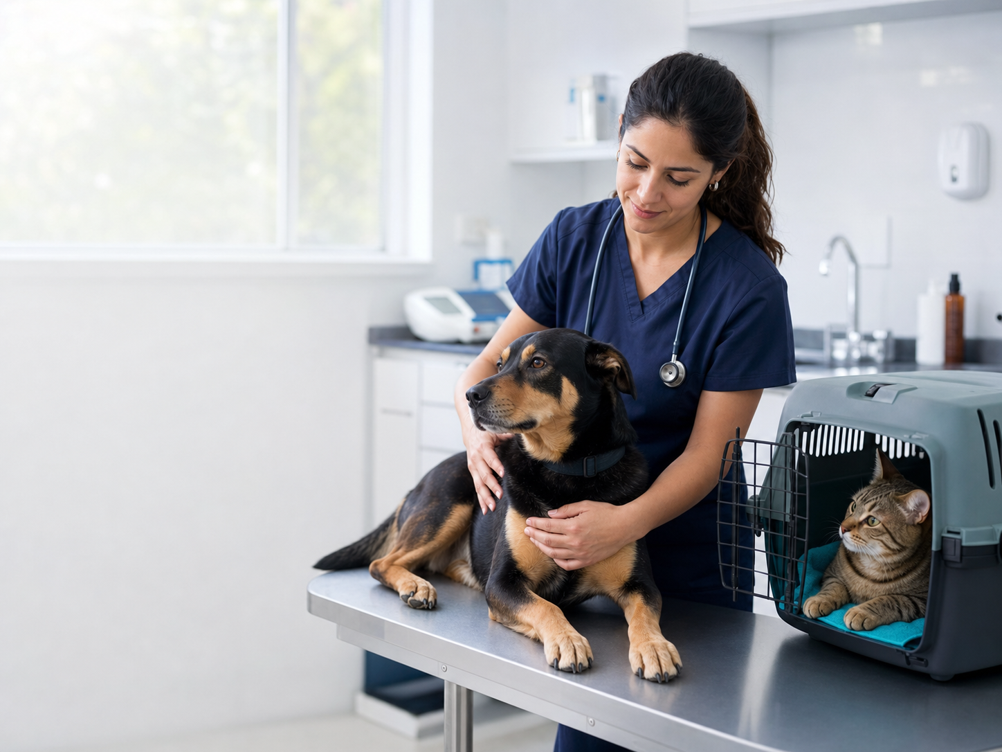 Medicina preventiva para cães e gatos em consulta veterinária